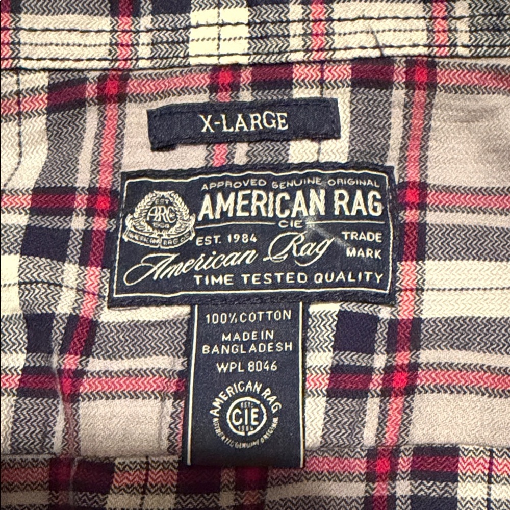 American Rag Red and Blue Plaid Button-Down Shirt - Picture 4 of 5